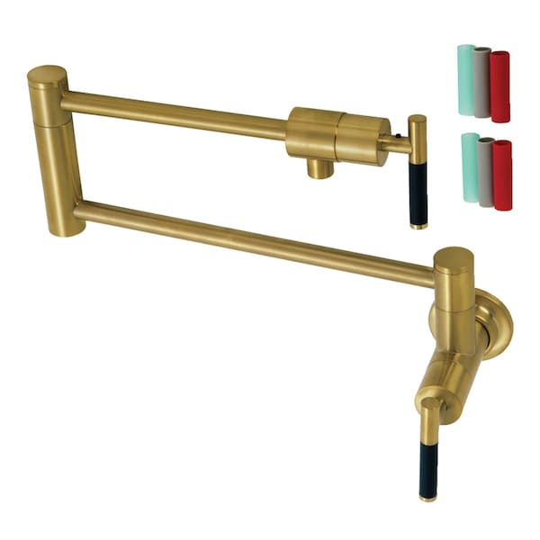 Kingston Brass KS4107CKL Wall Mount Pot Filler Faucet, Brushed Brass KS4107CKL - main